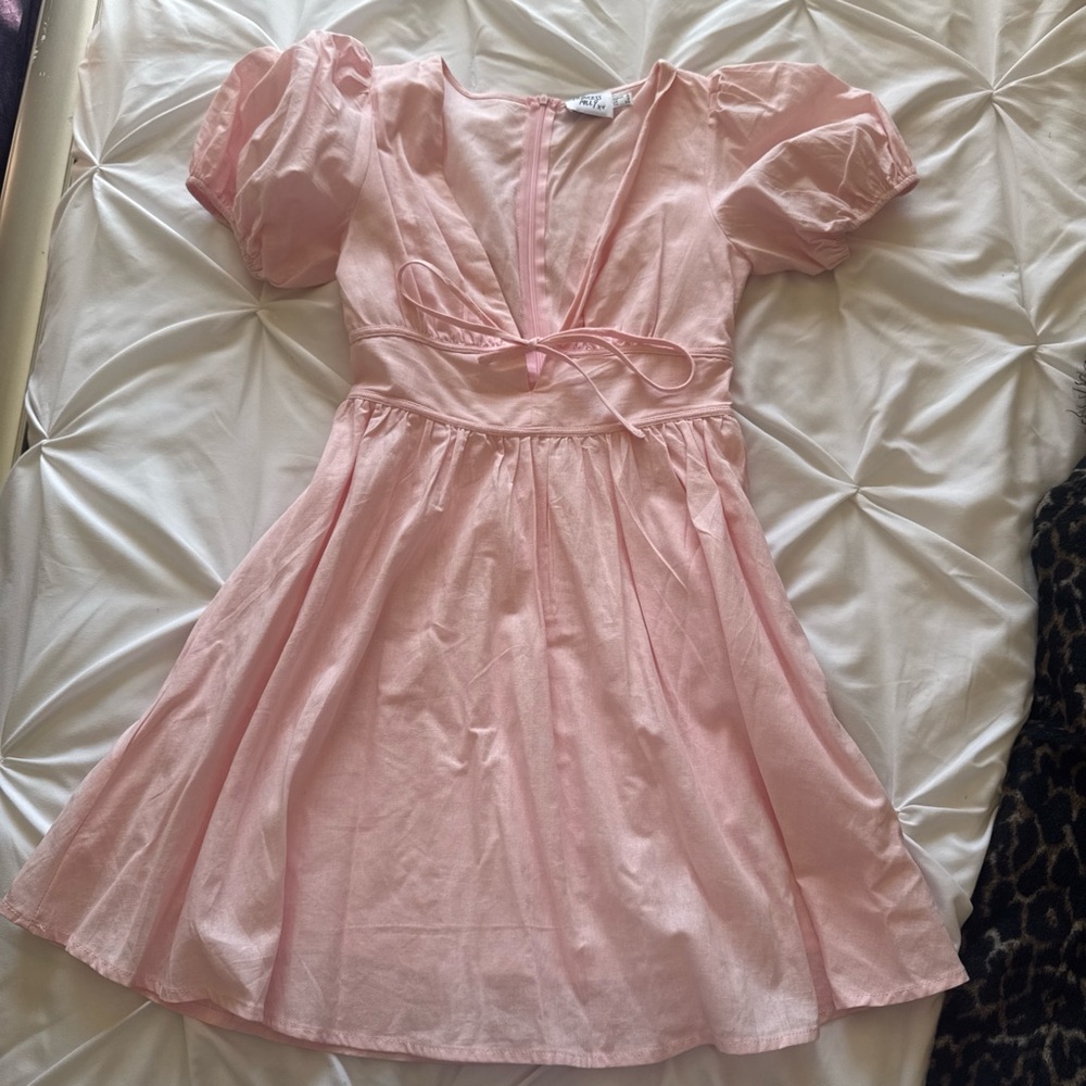 Pink Puff Sleeve Babydoll Dress